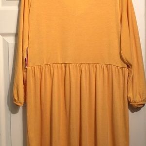 Gold Elastic Waist V-Neck Dress